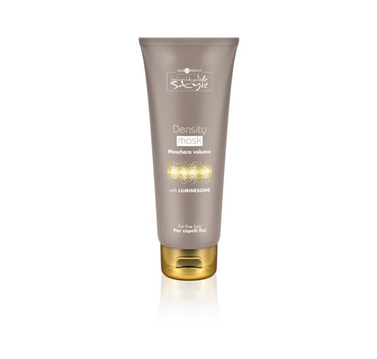 Hair Company UK A 50ml tube of "4" hair treatment for fine hair, showcasing a gold cap with text emphasizing Luminescine technology. The product is formulated to enhance volume and comes in sleek beige packaging.