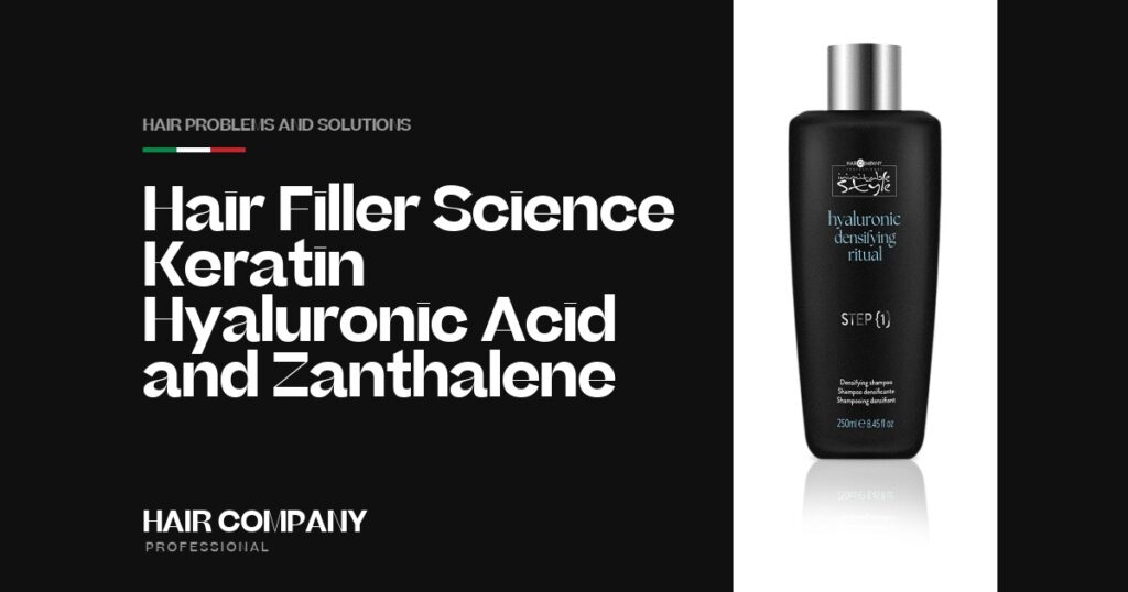 Hair Filler Science: Keratin, Hyaluronic Acid & Zanthalene. DENSIFYING SHAMPOO 250 ML, Hair Company Professional UK