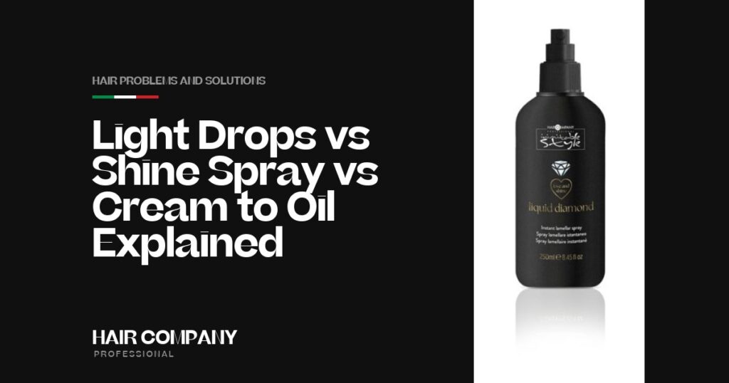 Light Drops vs Shine Spray vs Cream to Oil Explained. LIQUID DIAMOND INSTANT LAMINATING SPRAY, Hair Company Professional UK
